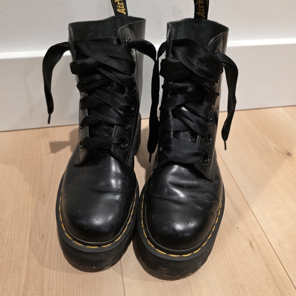 Dr Martens Molly Combat Boots High Top Shoes Boots Leather Black Womens 9 Grunge - Picture 5 of 10